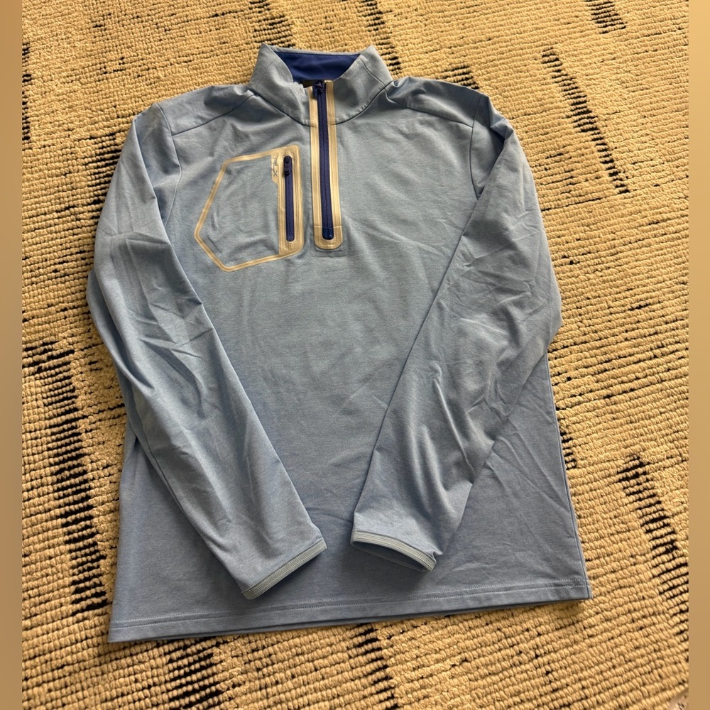 RLX Ralph Lauren Light Blue Half-Zip Pullover with Navy Trim